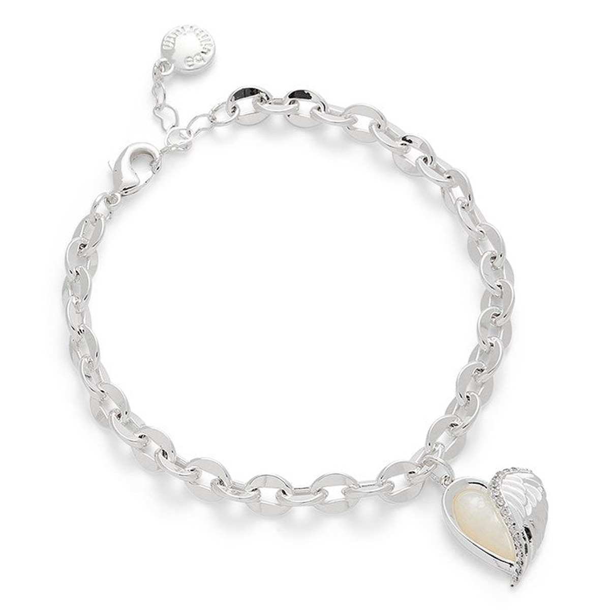 'Guardian Angel' Heart Wing Silver Plated Bracelet